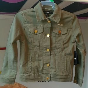 DKNY Kids Olive Jean Jacket with Gold Buttons